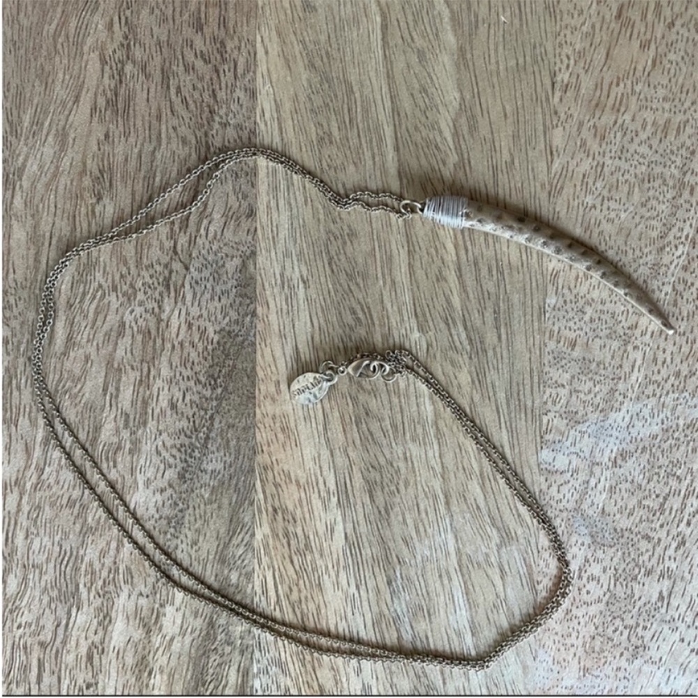Envious - gold hammered horn necklace